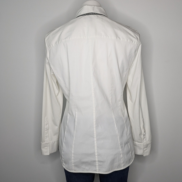 Lafayette 148 white collared button up shirt 12 - Picture 6 of 9